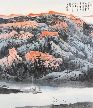 宋玉麟 山水 镜片