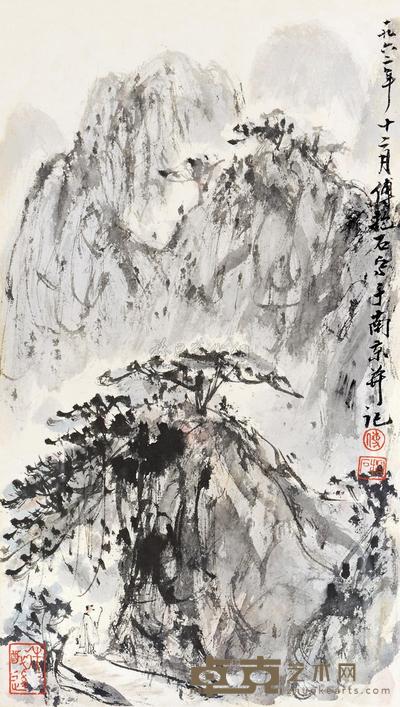 傅抱石 山水 镜片 34×19cm