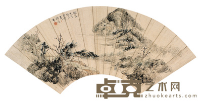 顾飞 山水 扇面 