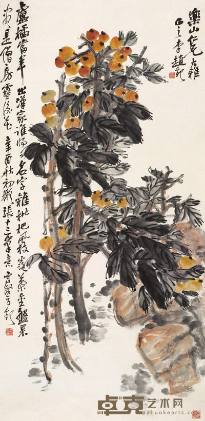 赵云壑 风枝露叶 立轴 134×66cm
