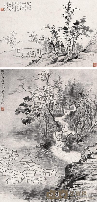 楼辛壶 绍兴途中 双挖立轴 尺寸不一