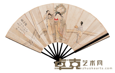 李秋君 出浴图 成扇