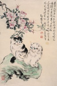 孙菊生 猫 立轴