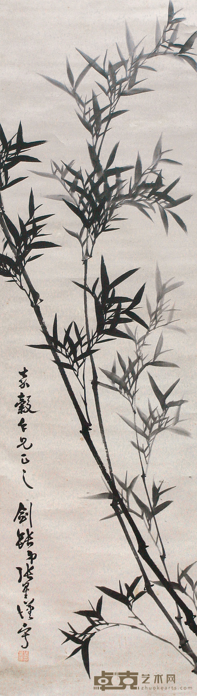 张星 墨竹 立轴 140×40cm