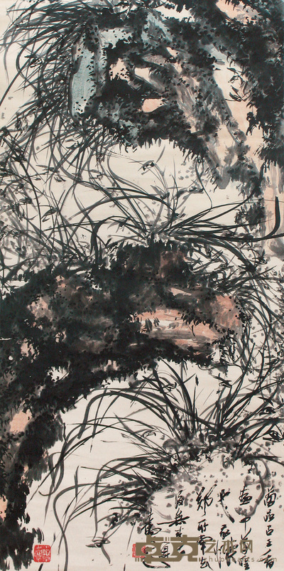 孙星阁 兰石 立轴 117×58cm