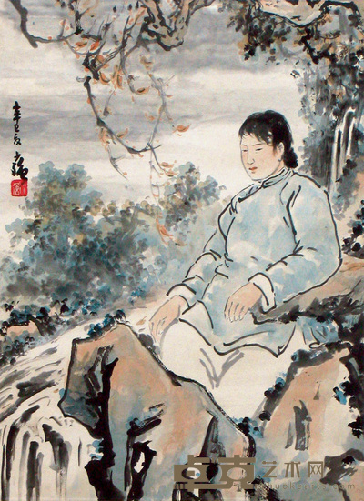 黄少强 妇女 立轴 43×30cm