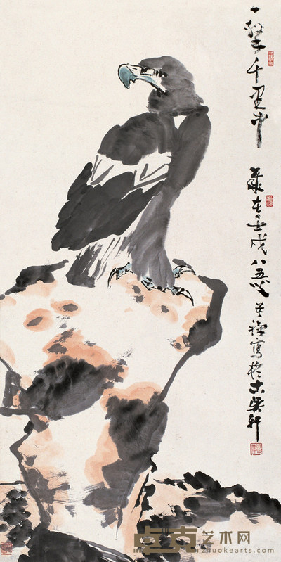 李苦禅 1982年作 一击千里中 立轴 135×67cm