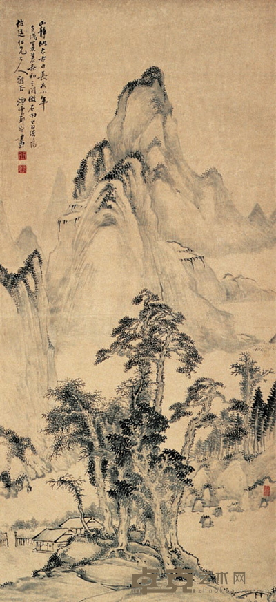 邱烟云 山水 立轴 105×48cm