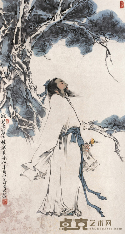 范曾 1981年作 采菊东篱下 镜心 122×66.5cm