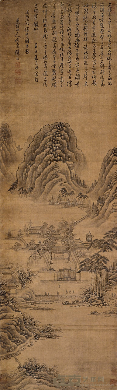 徐枋（款） 山水 立轴 158×49cm