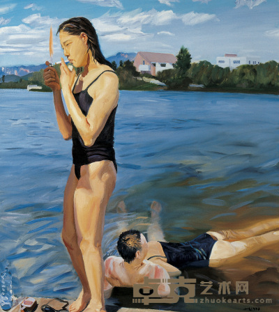 刘小东 1998年作 水上抽烟 152×137cm