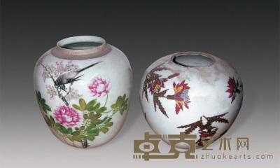清 粉彩花鸟罐（十二件） 高20cm