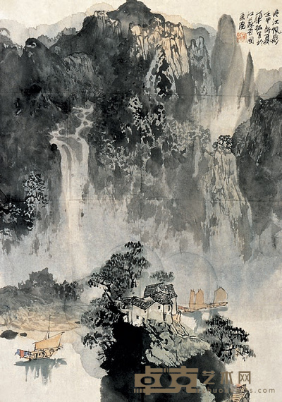 华拓 漓江帆影 镜心 66×45cm