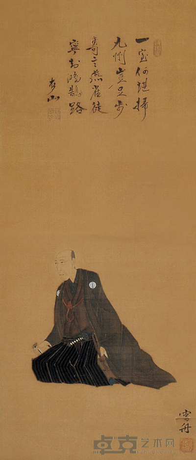 雪舟 人物 立轴 81×35cm