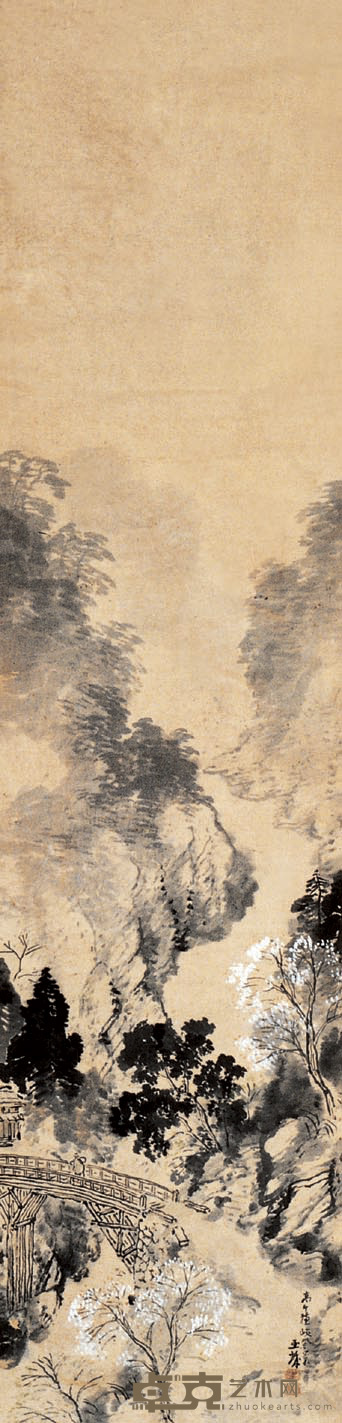 玉城 山水 立轴 126×31cm