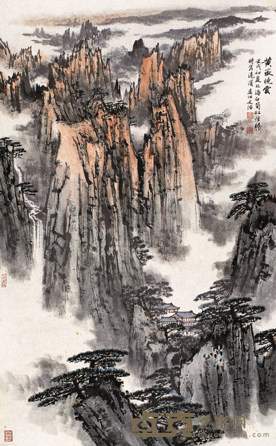 宋文治 1982年作 黄岳晓云 立轴 96×59cm