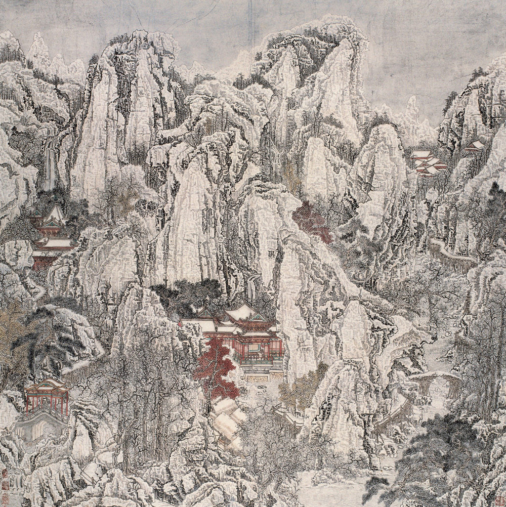 黄秋园 终南积雪 镜心