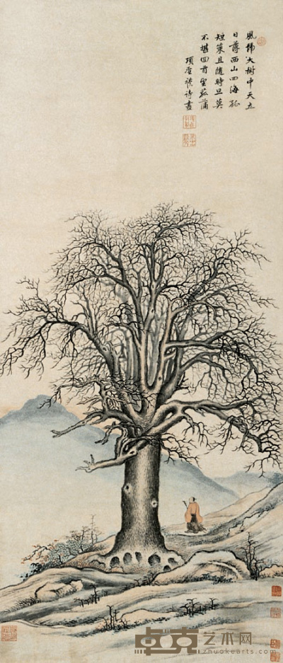 项圣谟（款） 树下高士 立轴 120×51cm