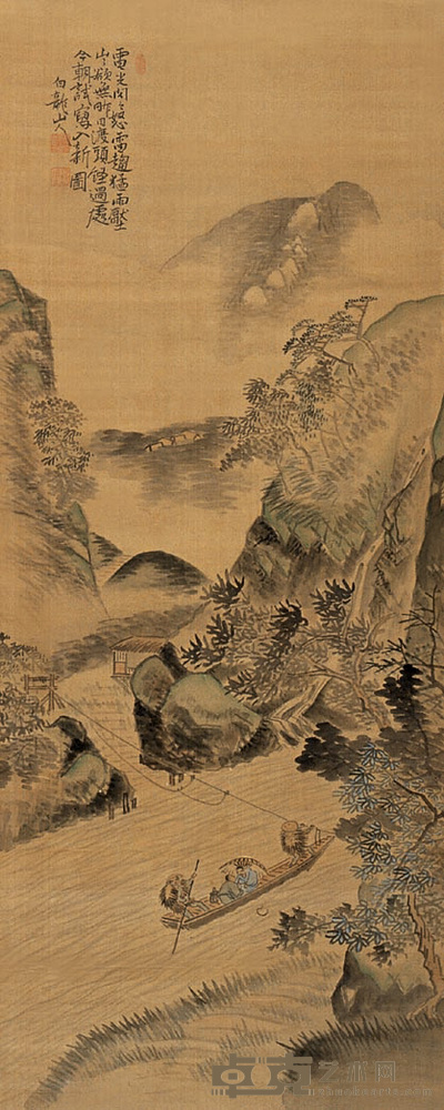 白龙山人 山水人物 立轴 127×52cm