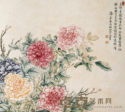 于寿伯 花卉 立轴 63×57cm