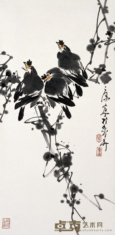 康宁 花鸟 立轴 68×33cm