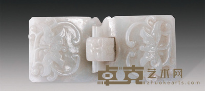 清 玉雕花卉带扣 长12.5cm