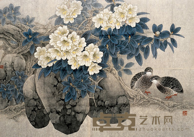 田云鹏 花鸟 镜心 65×89cm