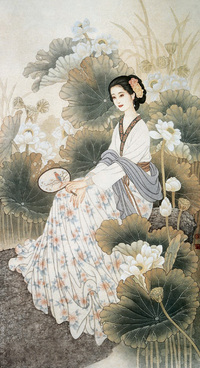 李学荣 仕女 立轴