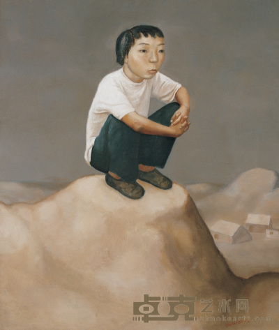 段建伟 2003年作 蹲着的男孩 130×110cm