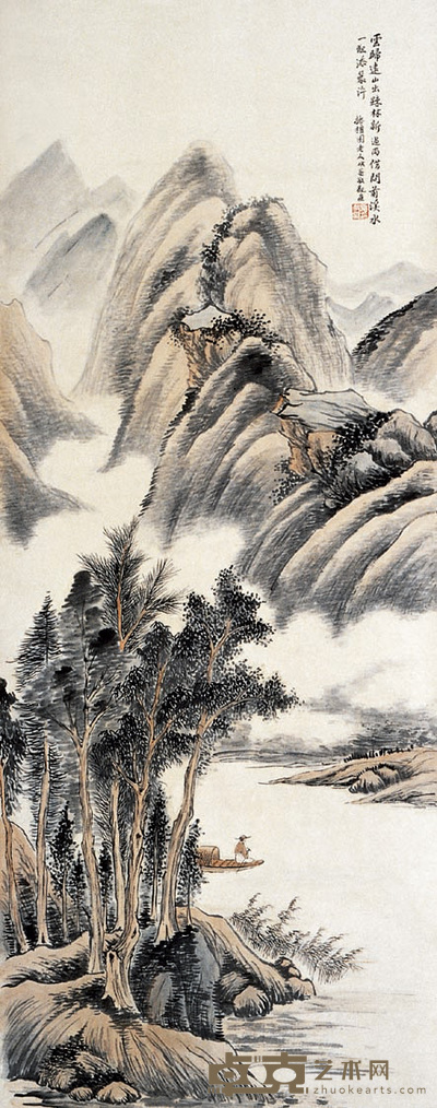 夏敬观 山水 立轴 136×54cm