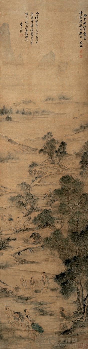 高岑（款） 山水 立轴 176×46cm