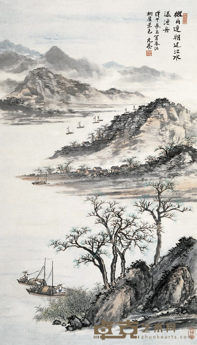 周元亮 山水 立轴 99×56cm
