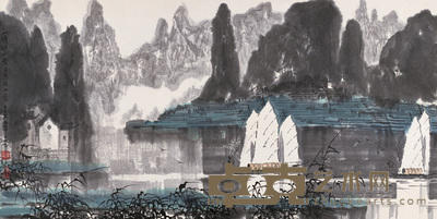 徐希 1984年作 一湾江水碧 镜心 67×133cm