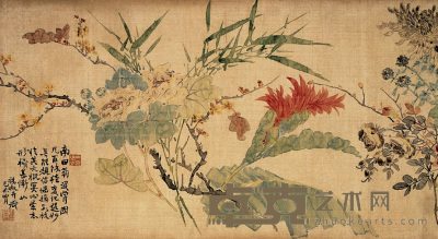 赵之谦（款） 花卉 手卷 40×200cm