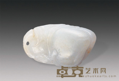 清 白玉双寿坠 长4.5cm