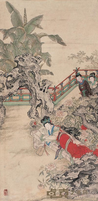 黄秋园 仕女图 镜心 82×40cm