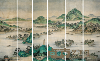 张若霭 山水通景 六屏 262×204×6cm