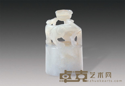 清 玉螭虎章 高4cm