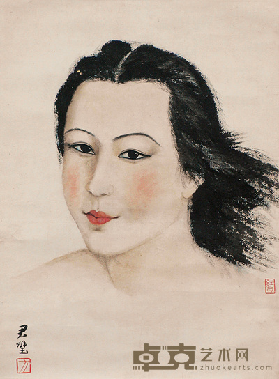 方君璧 人像 立轴 45×33cm