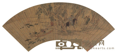仇英 人物扇面 镜心 14.5×43cm