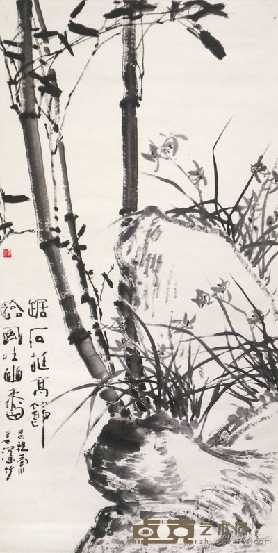 杨善深 范昌乾 兰石 立轴 134×67cm