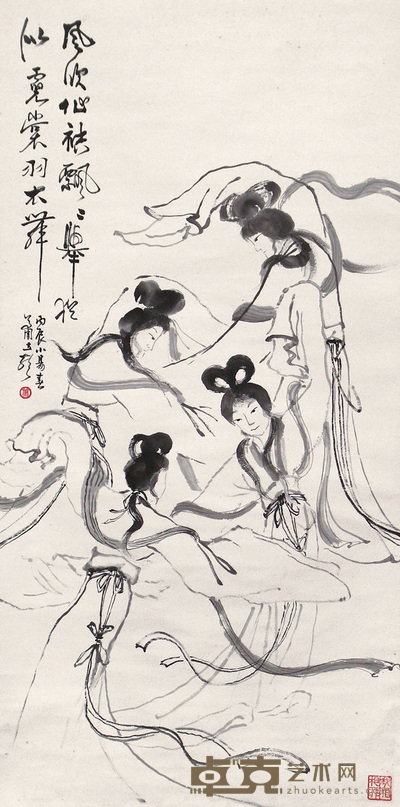 萧立声 舞姿仕女 立轴 138×69cm