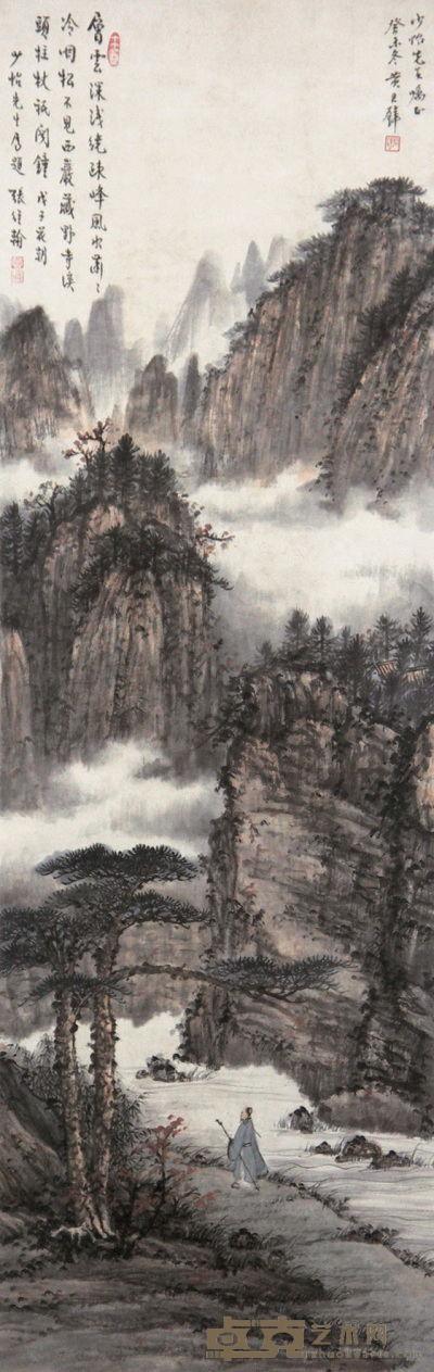 黄君璧 山水 立轴 94×30cm