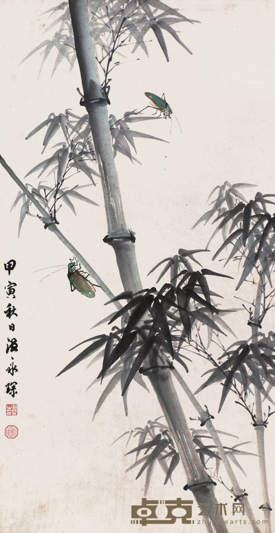 温永琛 竹虫图 镜心 87×45cm