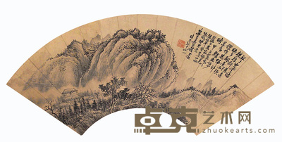 吴昌硕(款) 山水 扇面 18×52cm