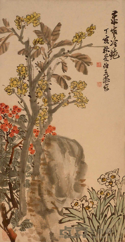 王堪 花卉 立轴 65×33cm