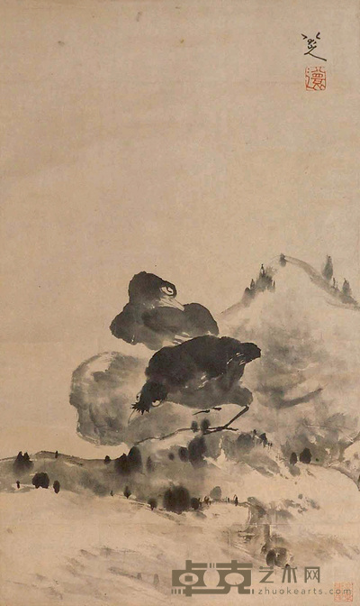 八大山人（款） 鸟 立轴 56×33cm