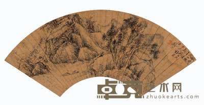 顾沄 山水 扇面 18×52cm