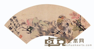 任伯年(款) 花鸟 扇面 18×52cm