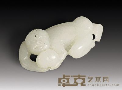 清 白玉卧童子 长5.5cm